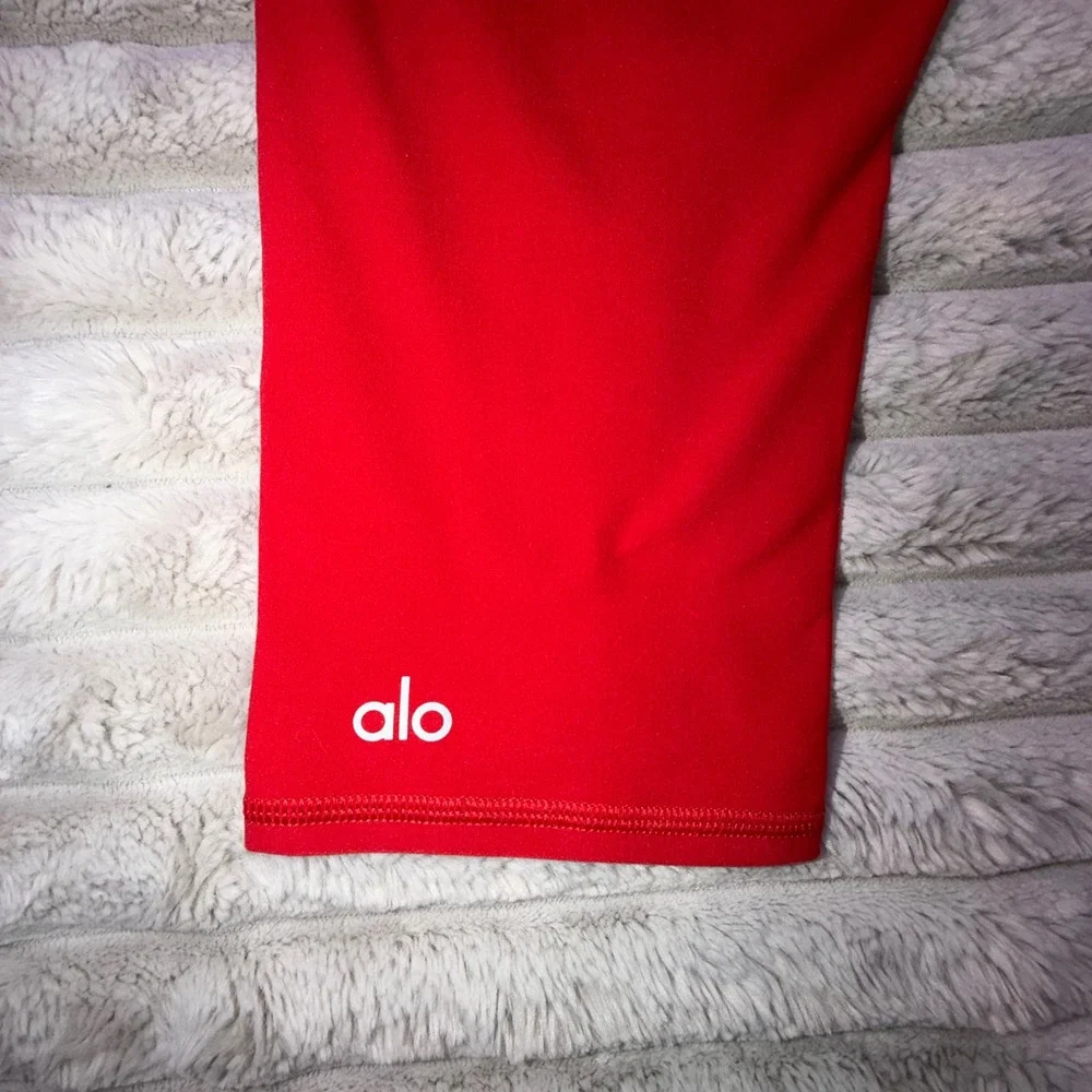 Alo Yoga Women Small Alosoft High-Waist Iconic 90's Capri Red Legging Long Short
